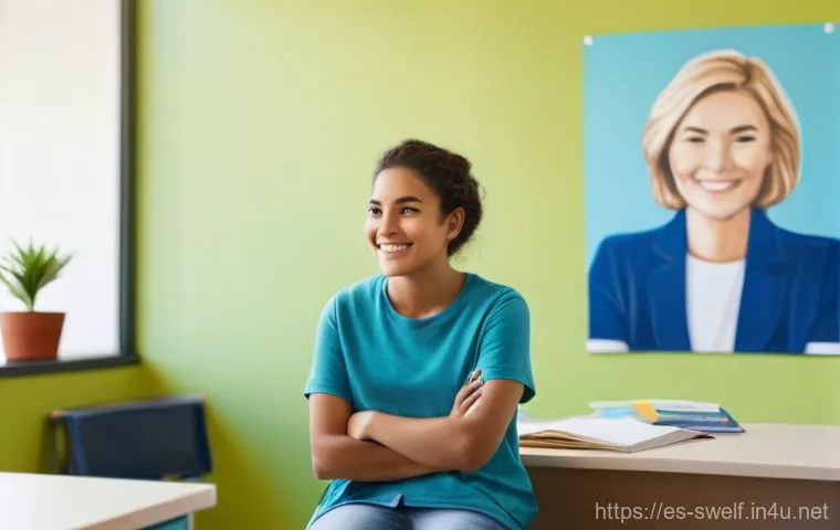 학교사회복지사와 지역사회 협력 사례 - **Prompt:** A warm, inviting scene in a bright, modern school counselor's office. A kind, empathetic...
