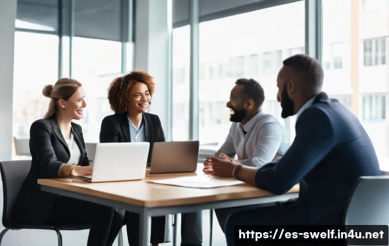 학교사회복지사의 전문 학회 가입 장점 - **Prompt 1: Collaborative Professional Networking**
    "A diverse group of professional social work...